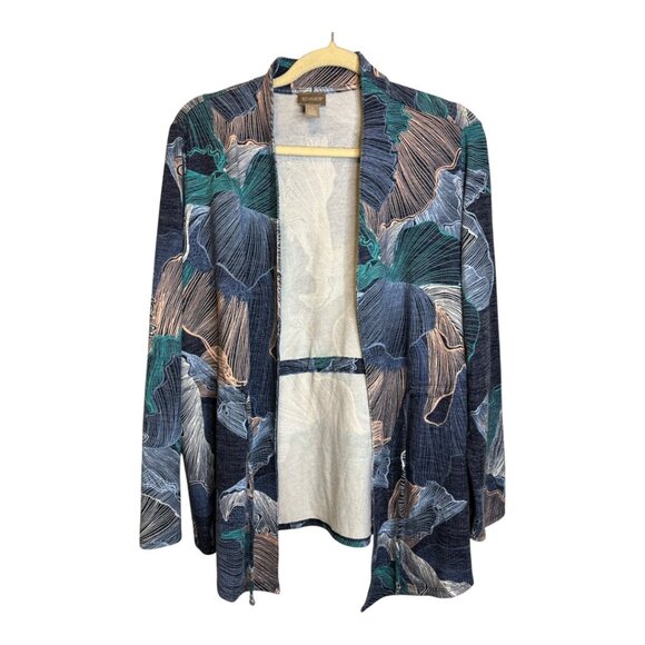 Chico's cardigan Women's Size Medium Floral Knit open front Chicos 1 - Picture 1 of 4
